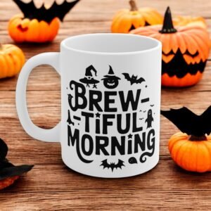 Halloween Decor Mug - Spooky Ghoulish Design - Fall Coffee Cup for Halloween Party - Brew-tiful Morning mug